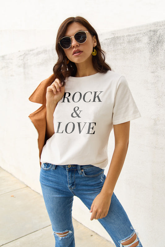Simply Love Full Size ROCK & LOVE Short Sleeve T-Shirt